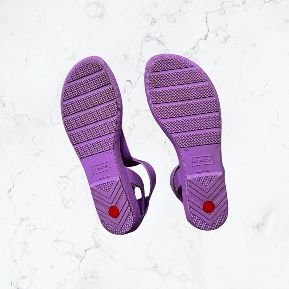 Hunter Original T-Bar Rubber Ankle Strap Sandals Purple Lavender UK 6 US 8 - Picture 5 of 5